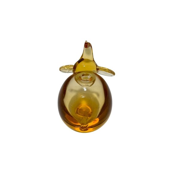 Glass Elephant Paperweight Bud Flower Vase Gold Brown Lucky Trunk UP 4" tall - Picture 6 of 8